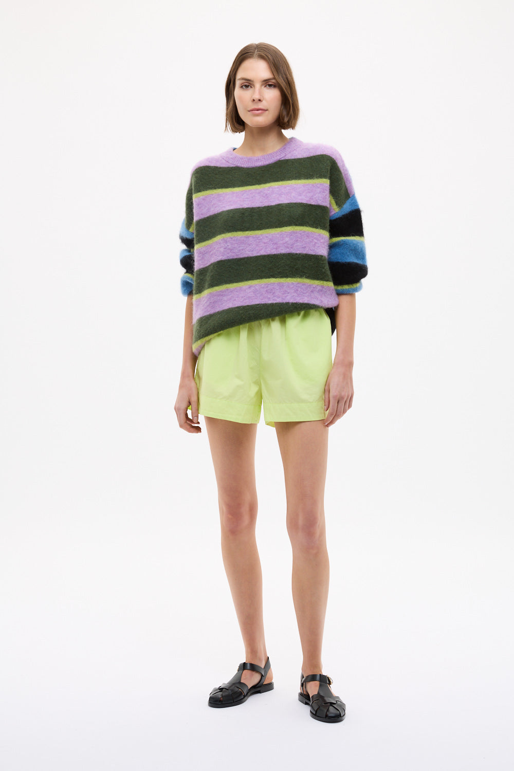 Zermatt - Mixed Knit Stripe - Pastel Lilac + Ink Blue
