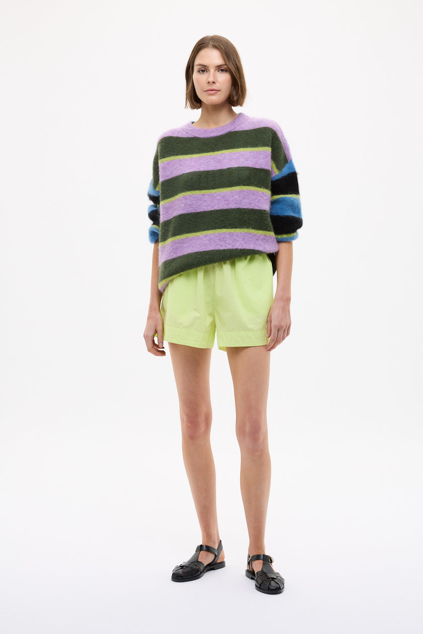 Zermatt - Mixed Knit Stripe - Pastel Lilac + Ink Blue