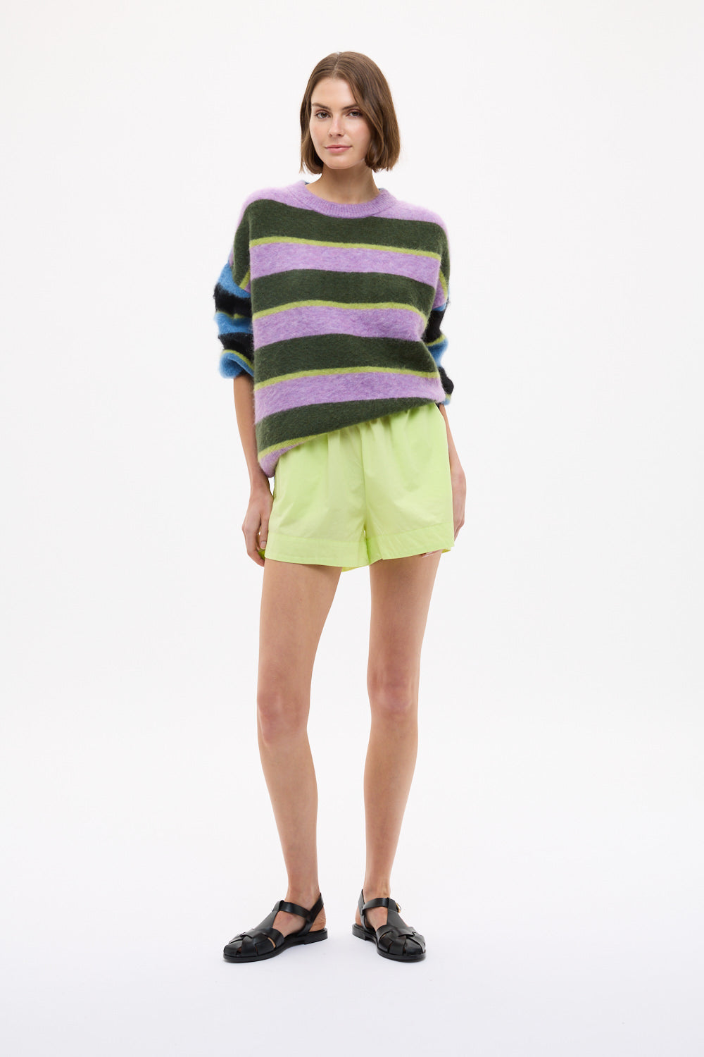 Zermatt - Mixed Knit Stripe - Pastel Lilac + Ink Blue