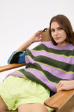 Zermatt - Mixed Knit Stripe - Pastel Lilac + Ink Blue