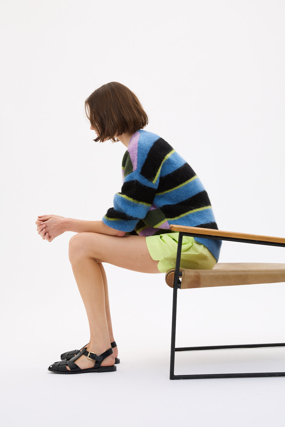 Zermatt - Mixed Knit Stripe - Pastel Lilac + Ink Blue