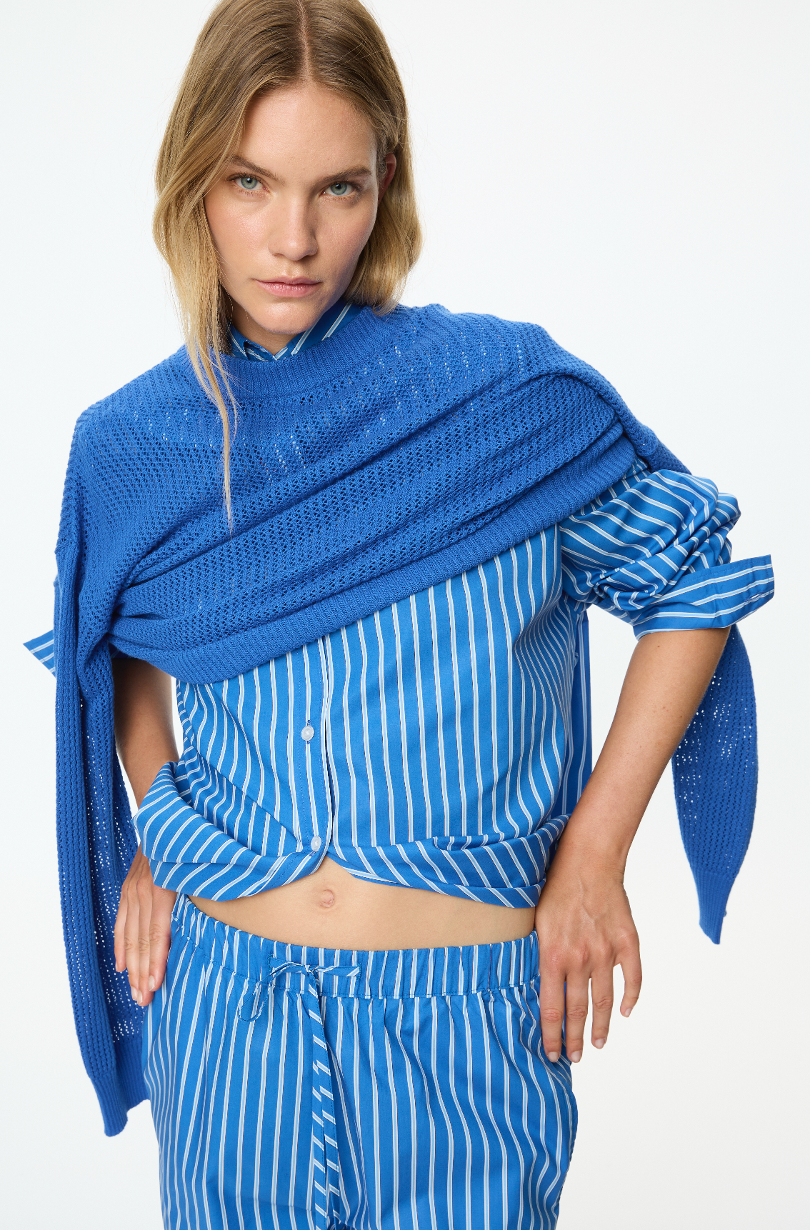 Aura Pointelle Jumper - Ink Blue