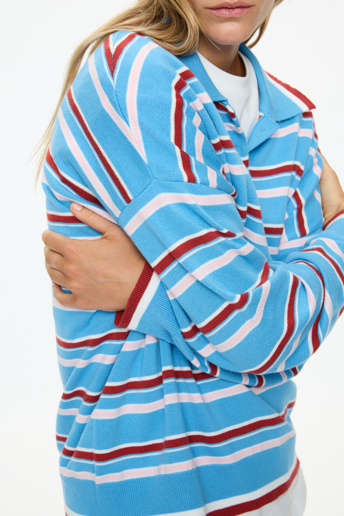 Alto Long Sleeve Stripe Polo - Azure/Henna/Candy Floss/Lemon Fizz/Natural