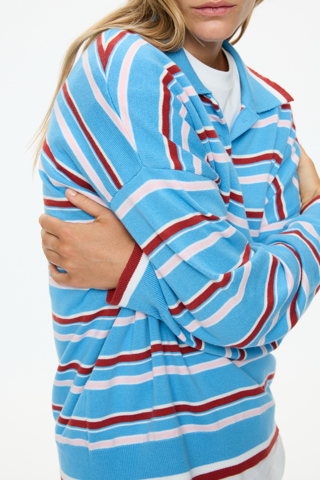 Alto Long Sleeve Stripe Polo - Azure/Henna/Candy Floss/Lemon Fizz/Natural